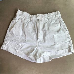 Forever 21 White Paperbag Denim Shorts Size L